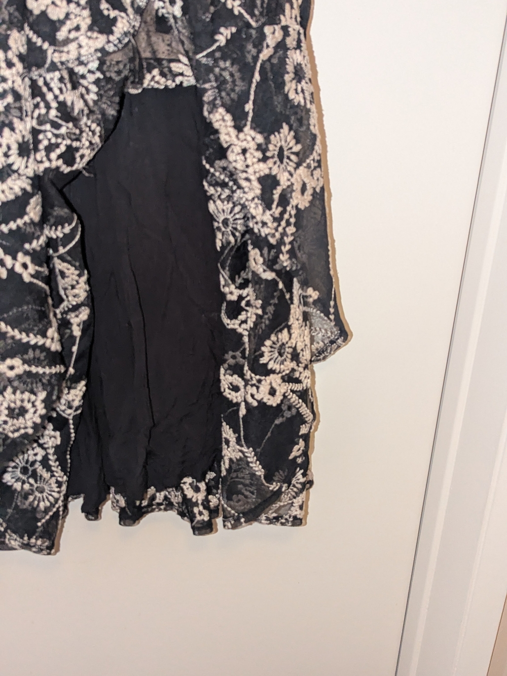 Free People Black and Cream Floral Embroidered Lace Mini Dress - Picture 4 of 4
